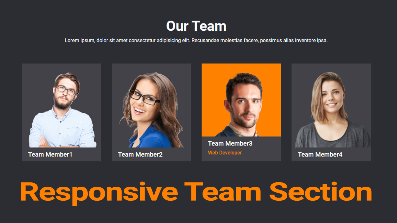 Create a Responsive Our Team Section with HTML, CSS & Bootstrap